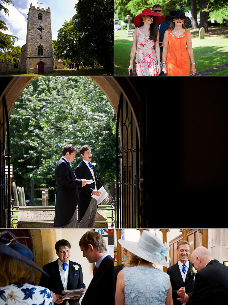 Guests arriving at a wedding at St Mary's Church, Welton